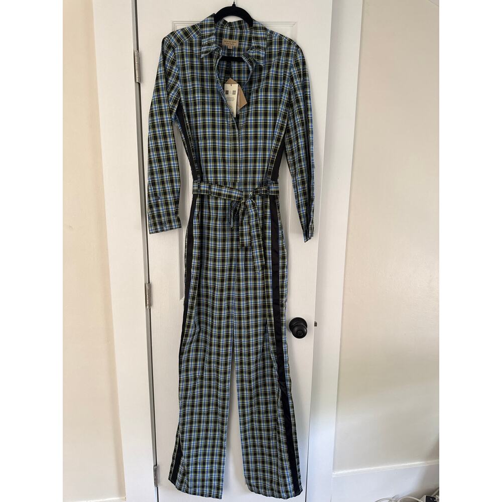 Burberry Check Plaid Belted Wide Leg Jumpsuit NWT Size 6